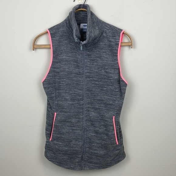 Old Navy || Heather Gray with Coral Pink Trim Vest; Size M - Picture 1 of 11